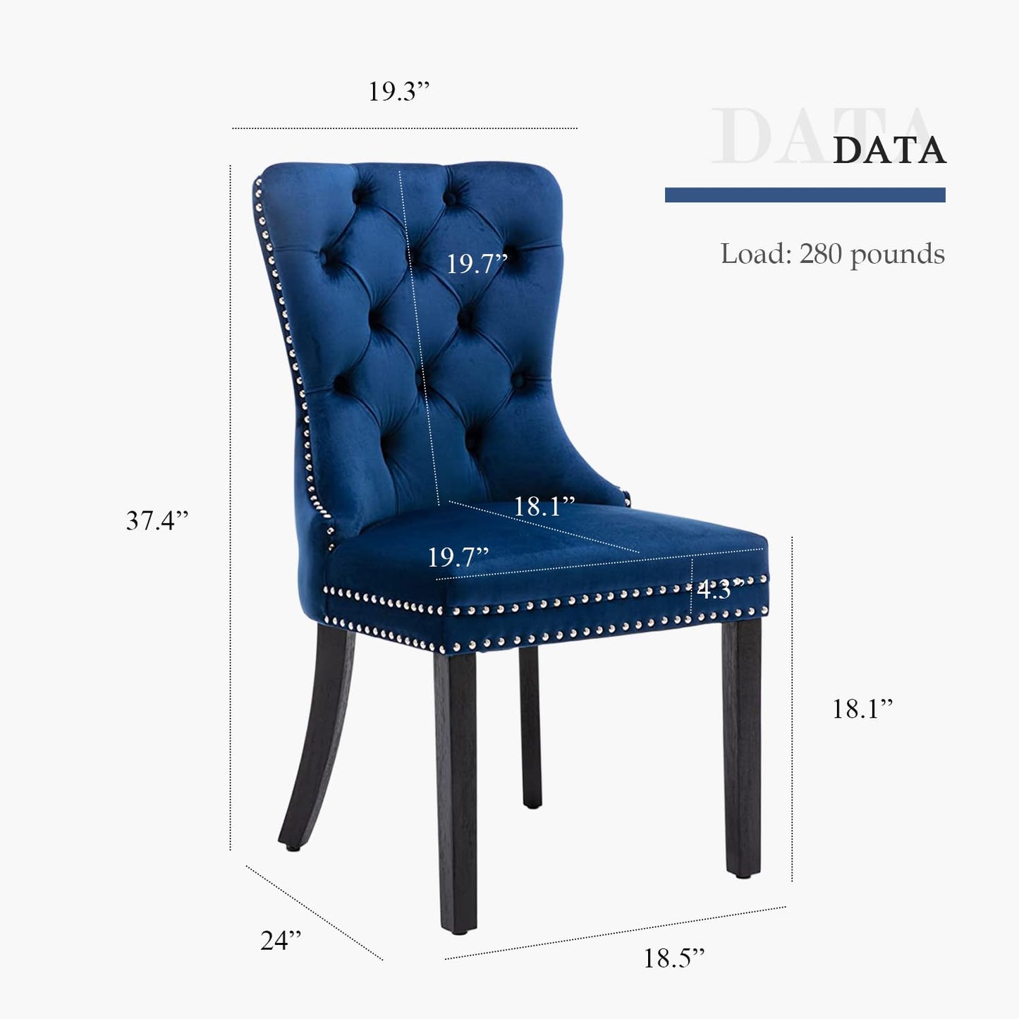 Eifizek Velvet Dining Chairs Set of 6, Tufted Dining Room Chairs with Nailhead Ring Pull Trim, Upholstered Dining Chairs with Solid Wood Legs for Kitchen Dining Room, Sillas De Comedor (Blue)