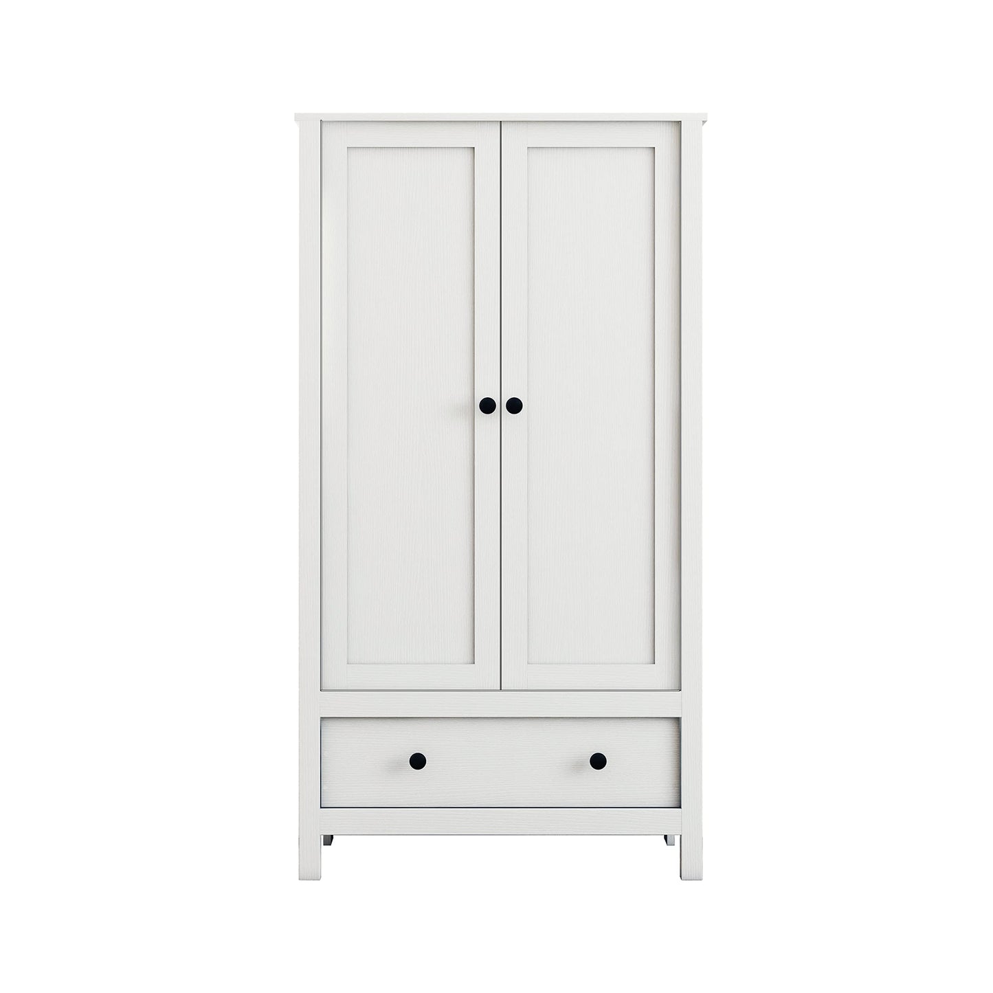 Panana 2 Door Wardrobe, Armoire with Drawer for Bedroom (White)