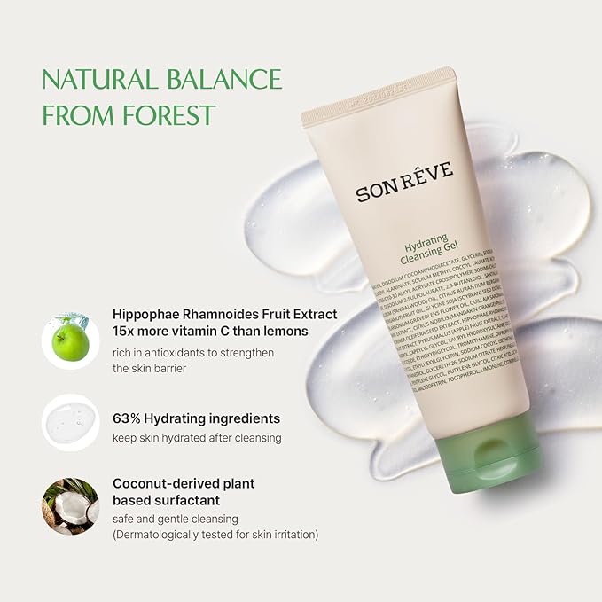 Hydrating Cleansing Gel - Hippophae Rhamnoides Fruit Extract - 6.76 fl.oz. Korean skincare
