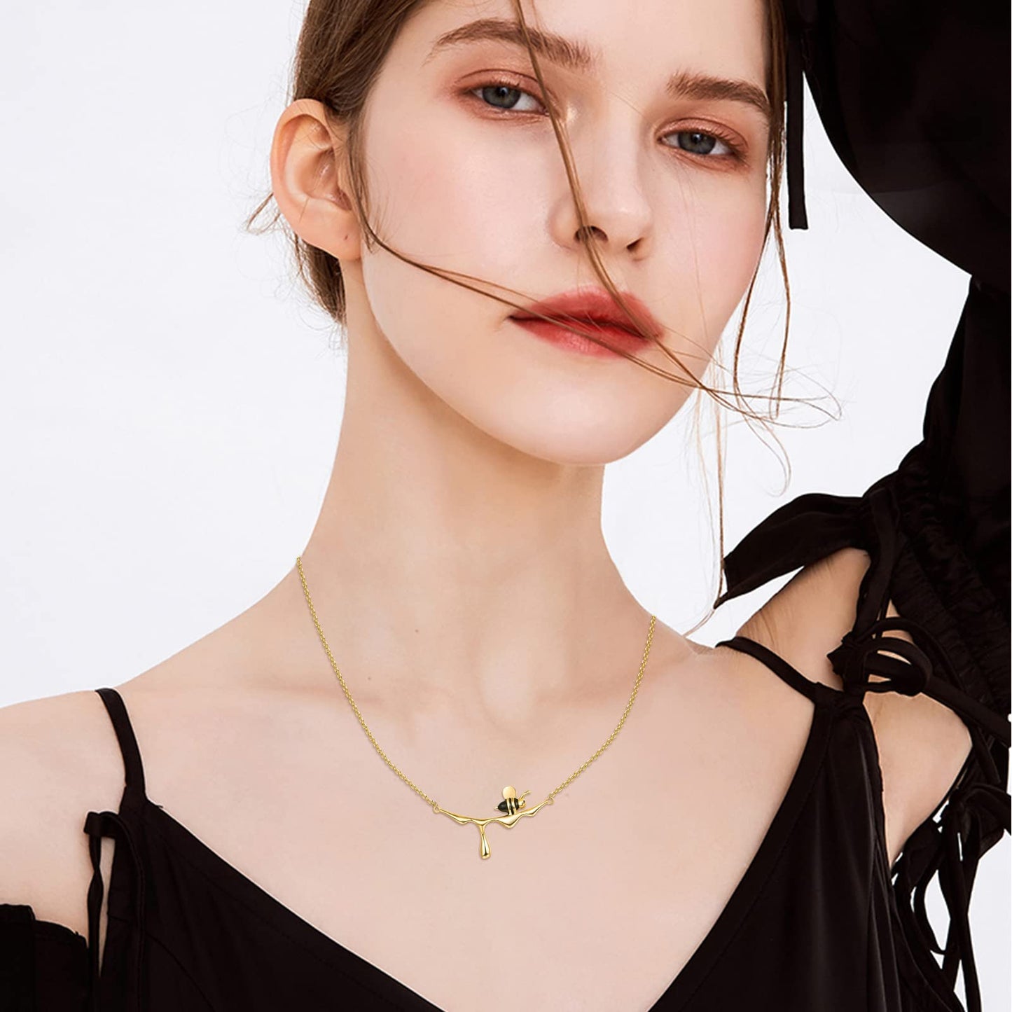 CUOKA MIRACLE Gold Bee Pendant 925 Sterling Silver Honey Bee Necklace Bumblebee Jewelry Birthday Gifts for Women