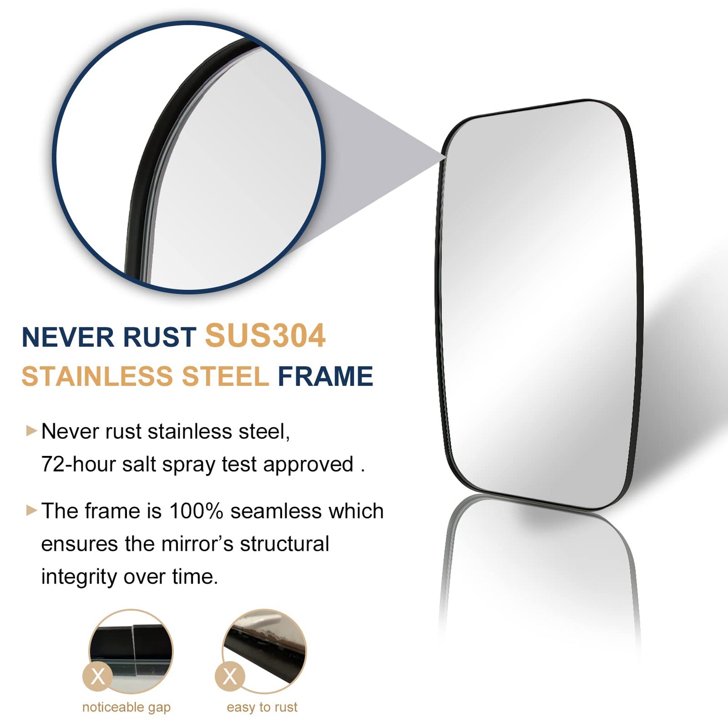 ANDY STAR Oval Mirrors for Bathroom, 20x30’’ Black Bathroom Vanity Mirror with Metal Frame, Black Oblong Bathroom Mirror for Over Sink, Modern Anti Rust Wall Mounted