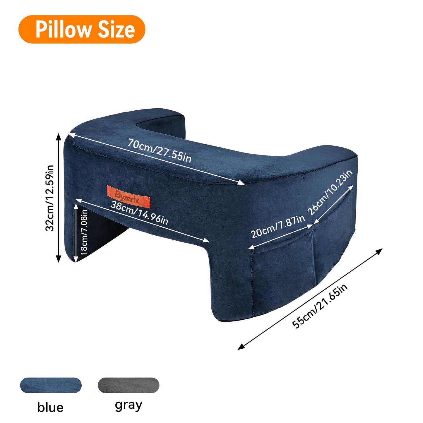 ByNaRIX Reading Pillow for Gaming, Lap Desk Pillow for Laptop, Extra Large Arm Rest Pillow for Adult Working, Playing, Crocheting, Steam Deck Switch/Sitting in Bed Floor Couch Sofa Blue