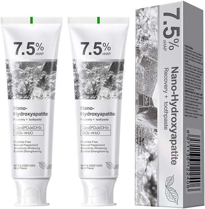 Nano Hydroxyapatite Toothpaste 7.5% nHAP, 4.23 oz – Enamel-Strengthening • Fluoride-Free • Natural Peppermint • Ideal for Sensitive Teeth
