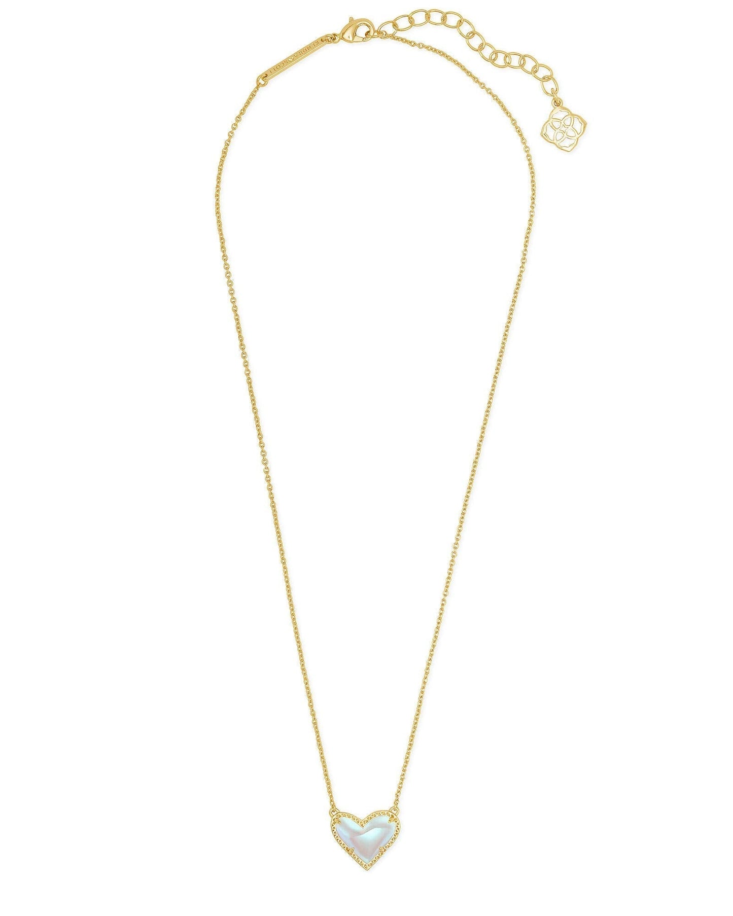 Kendra Scott Ari Heart Pendant Necklace for Women, Fashion Jewelry, 14k Gold-Plated, Dichroic Glass