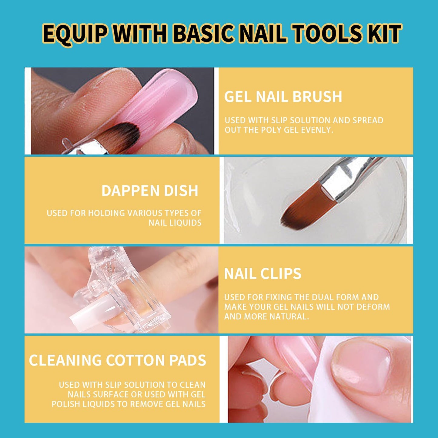 Slip Solution 4Fl.Oz Slip Solution Nail Extension Gel Liquid Slip Solution for Poly Gel Nails with Brush Spatula Glass Cup Nail Cleaning pads Gel Cleanser for Nails