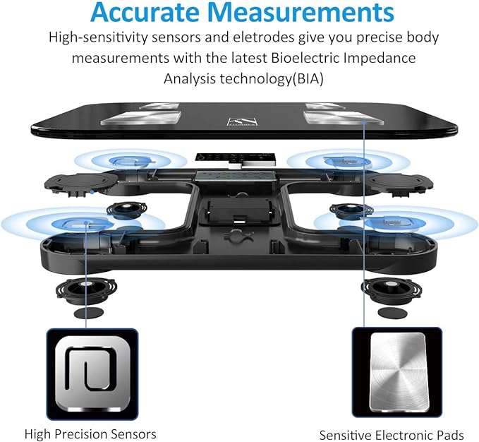 FITINDEX Scale with BMI, Body Fat, Muscle Mass, Smart Scale for Body Weight, Bluetooth, Digital, Sync with App, User Health Equipment, FSA HSA Eligible