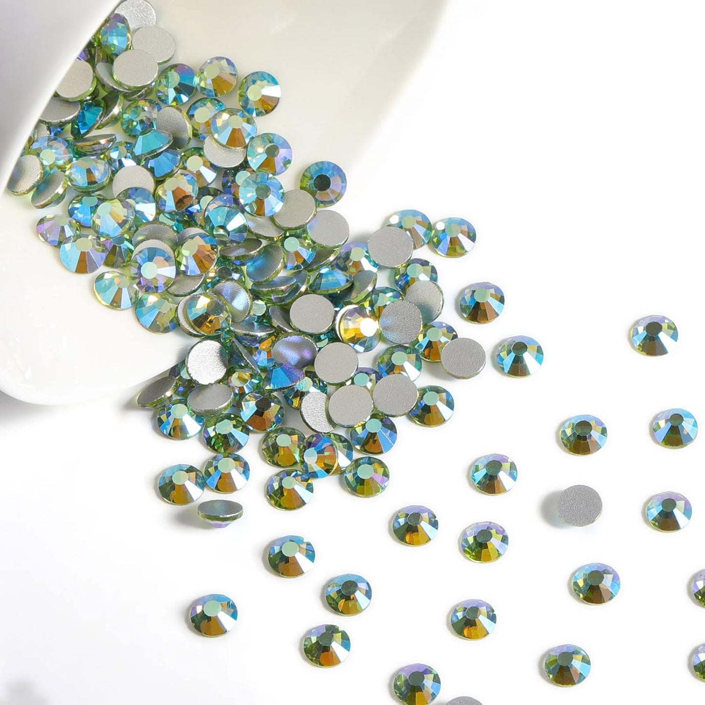 Beadsland 1440 Pieces Flat Back Crystal Rhinestones Round Gems,Peridot AB,SS6,1.9-2.1mm