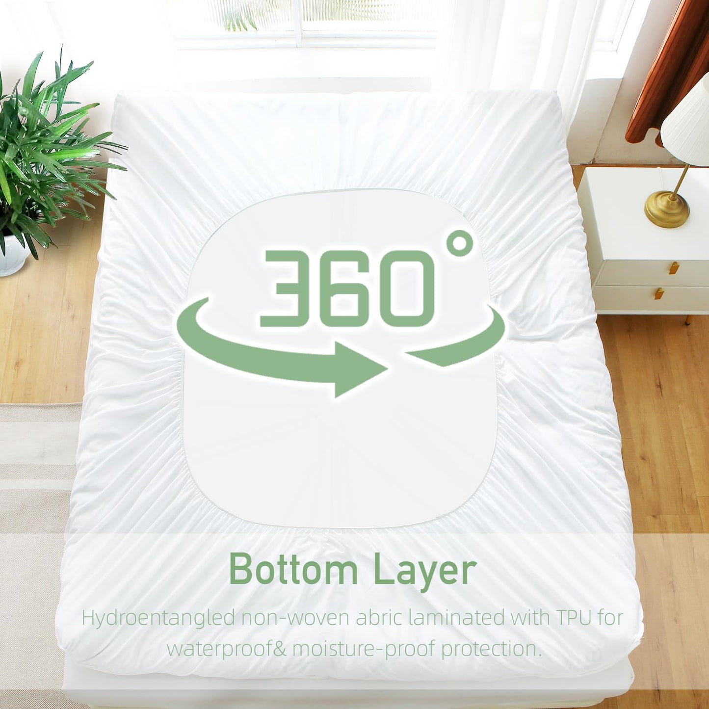 Extra Thick Mattress Topper Queen Size, Waterproof Soft Viscose Derived from Bamboo, Pillow Top Mattress Pad, Mattress Cover 1000GSM Filling with Deep Pocket for Back Pain Relief