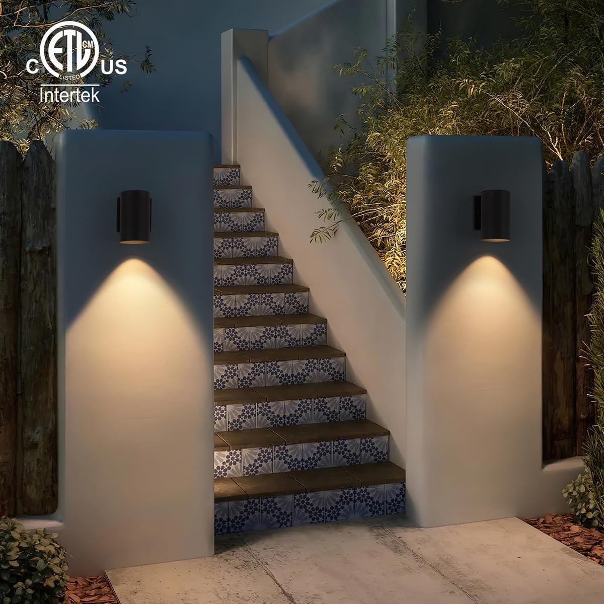 mirrea 7" Modern Outdoor Porch Wall Light with 5W LED GU10 Replaceable Bulbs in Matte Black Aluminum Cylinder Downlight Outside Sconce Pack of 2