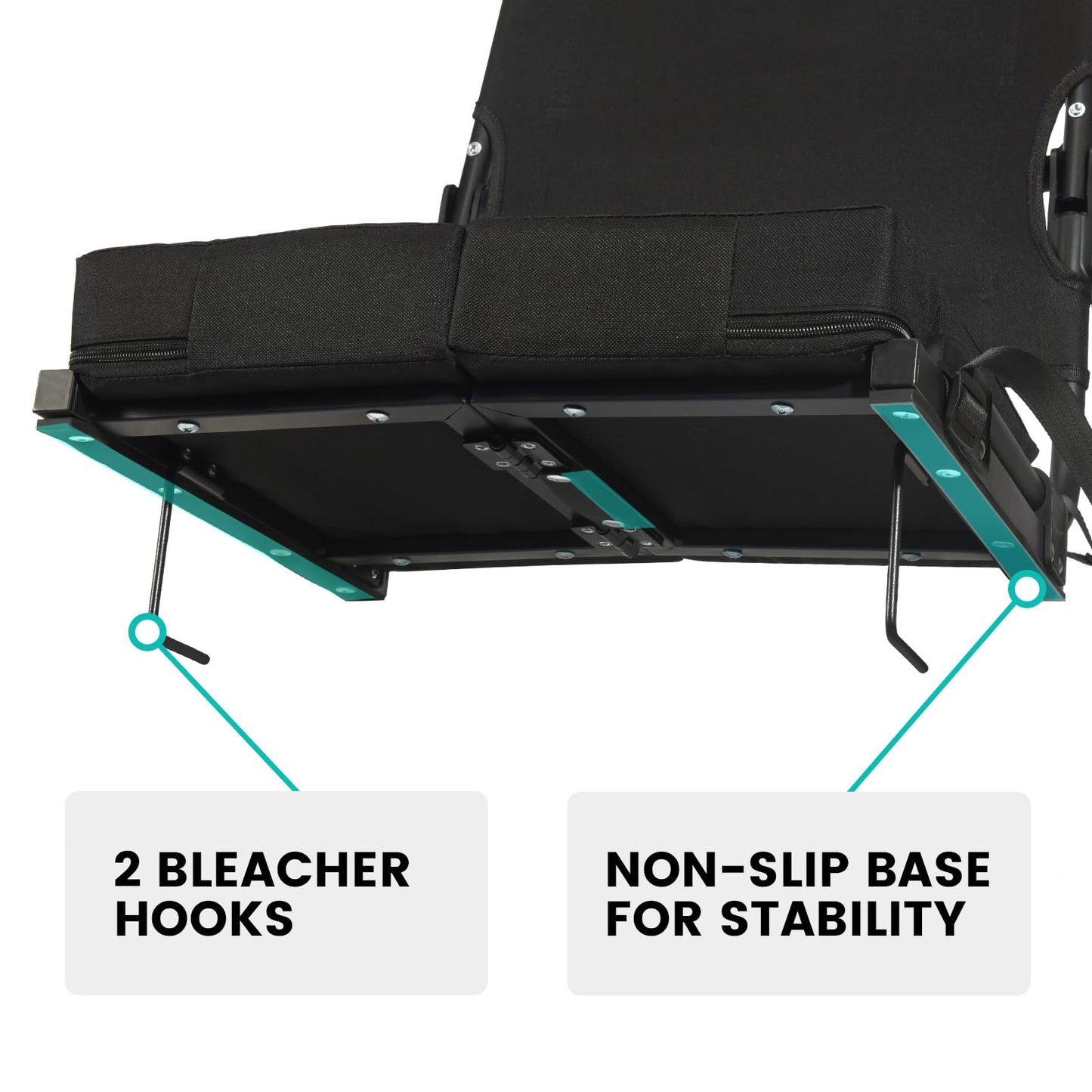 Stadium Seats for Bleachers with Back Support Wide, Portable Bleacher Chairs with Highest Back and Thick Cushion, Folding Padded Stadium Chair for Adults at Sports Events and Concerts. (Black)