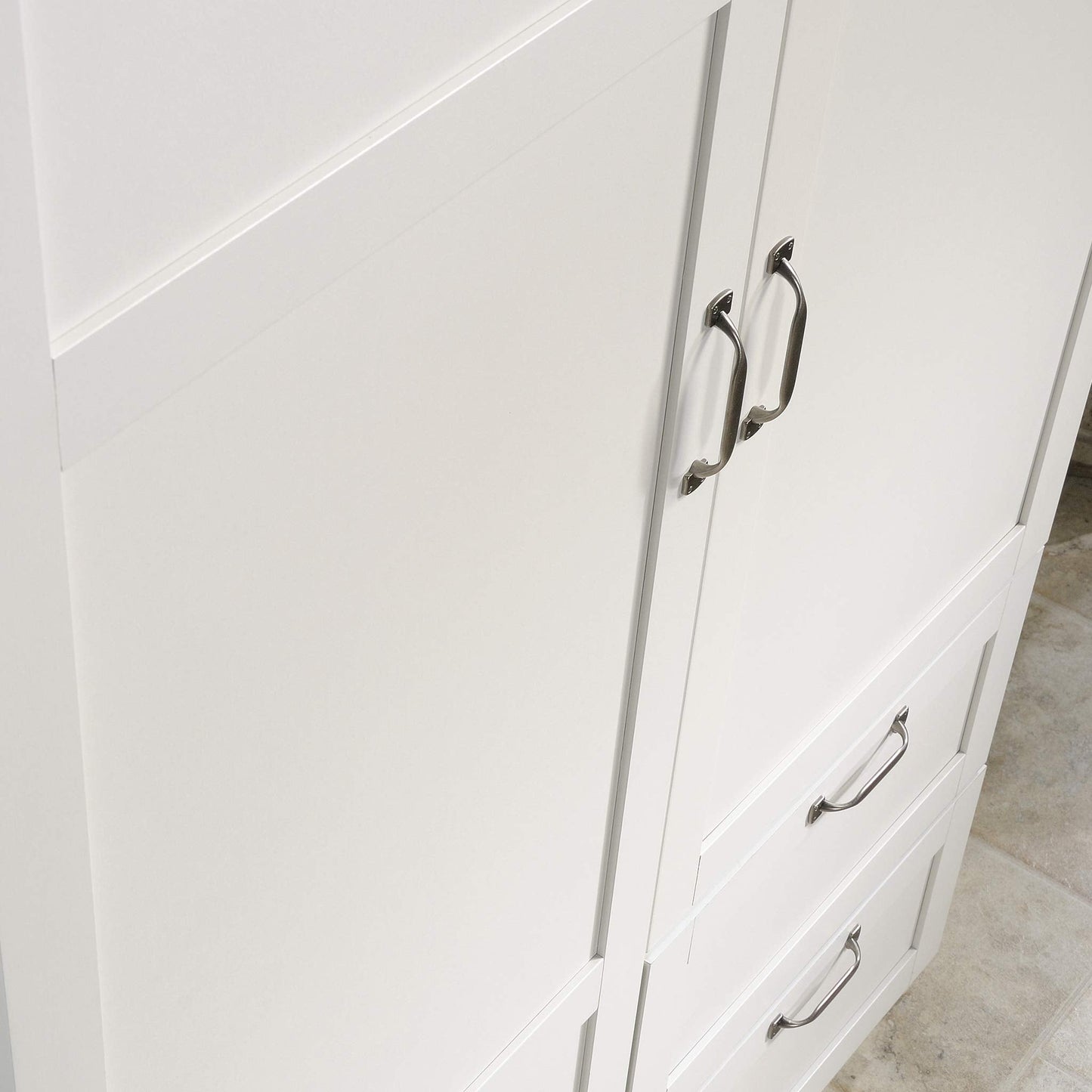 Sauder Miscellaneous Wardrobe/Storage Pantry Cabinet, L: 40.0" x W: 19.45" x H: 71.1", Soft White