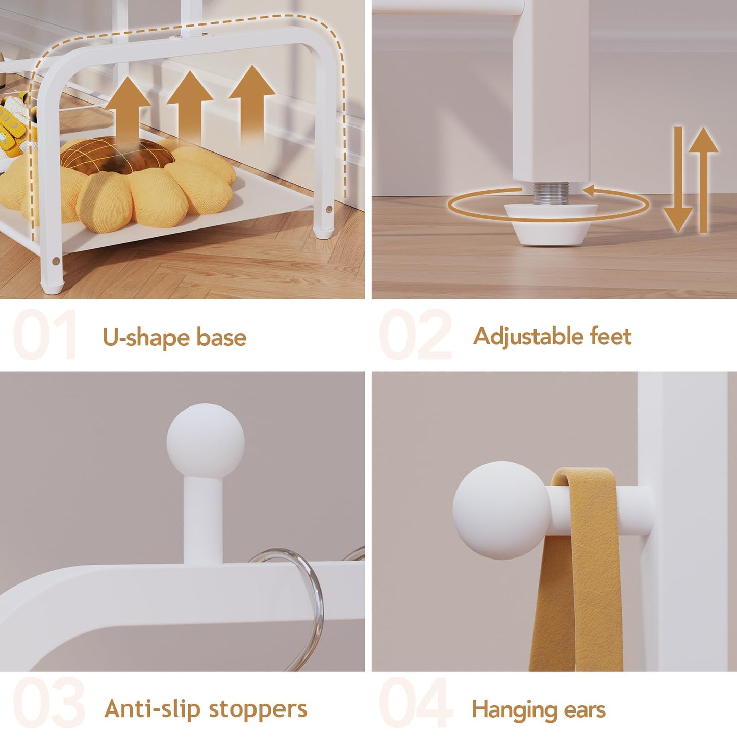 BBLIKE Kids Clothing Rack - Baby Clothes Organizer with Bottom Storage Shelf, Garment Rack With Storage Box for Hanging Clothes, Coats, Skirts, White