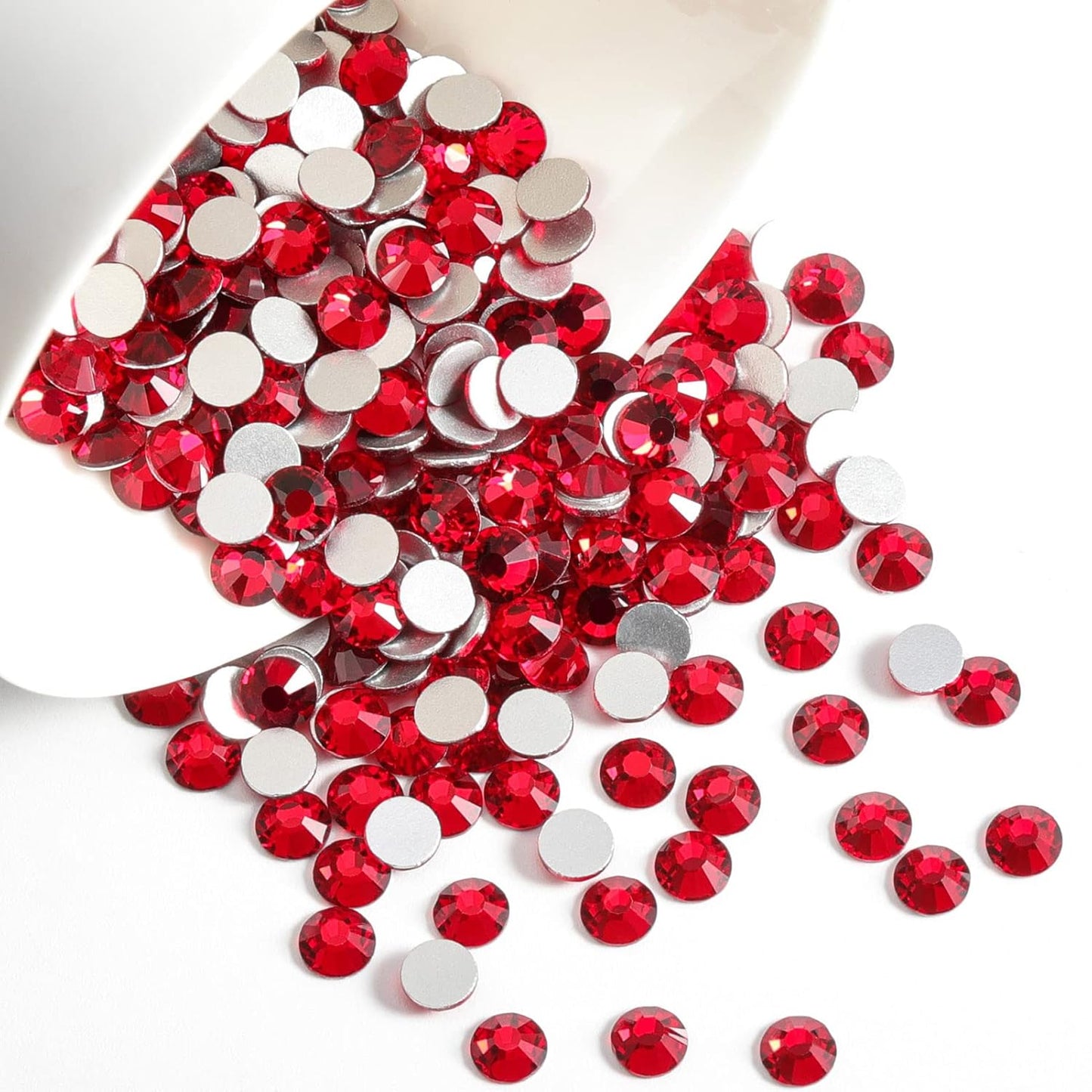 Beadsland 144pcs Flat Back Crystal Rhinestones Round Gems for Nail Art and Craft Glue Fix, Siam, SS40, 8.4-8.7mm