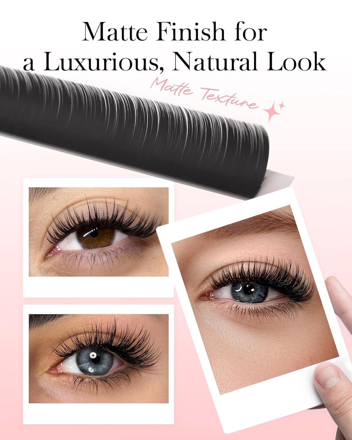 BEYELIAN Flat Eyelash Extension, Ellipse Lash Extensions 0.20 D Curl 14mm 16 Rows Matte Black Eyelash Extension Supplies Classic Lash Extensions Individual Eyelashes Salon Use