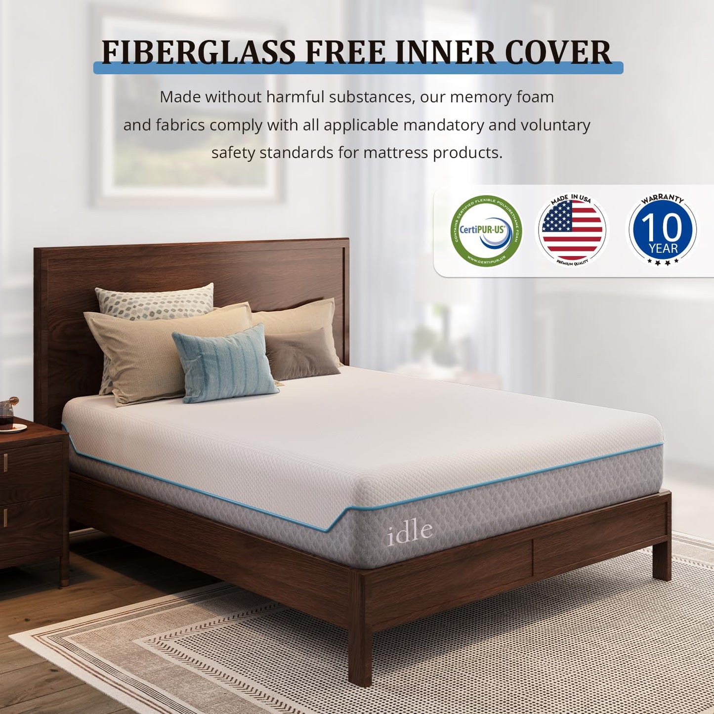 EGOHOME Queen Mattress 12 Inch Cooling Memory Foam, Fiberglass Free, Mattress Bed in a Box for Back Pain Relief, Medium Firm, CertiPUR-US Certified, 60”x80”x12”, White