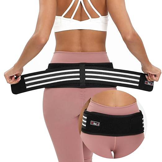 S-XXL Sacroiliac SI Joint Hip Belt for Women Men-Alleviate Sciatica|Pelvic|Back|Lower Back Support, Pelvic Support Belt, Adjustable Sciatica Lumbar Pain Relief, Trochanter Belt(Black,L,Hip Size 43‘’-56‘’)