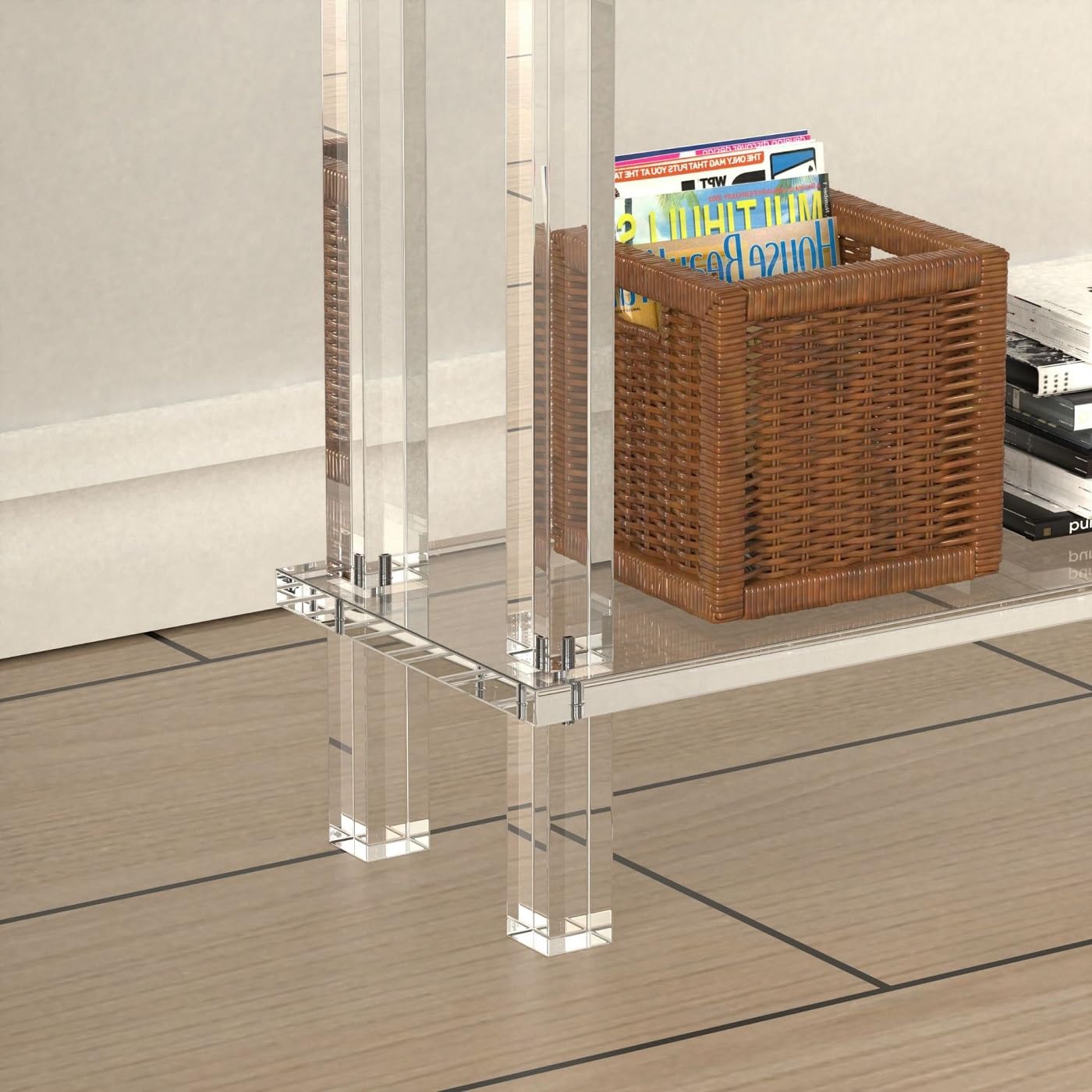 Clear Acrylic Narrow Console Sofa Table, 40inch Acrylic Console Table Entryway Tablé Narrow Long Console Table Modern Tablé Hallway Table Couch Table Transparent Color