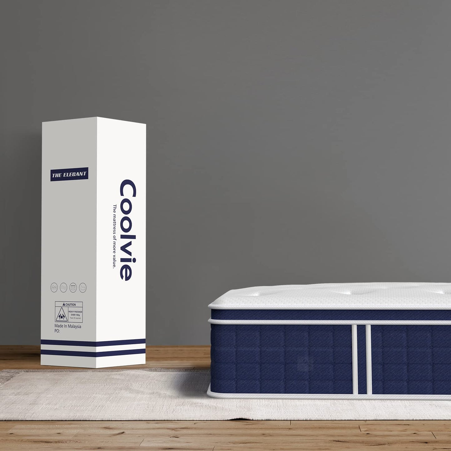 Coolvie 12 Inch Queen Mattress, Hybrid Queen Mattress in a Box, Pocket Springs with Soft Knitted Fabric Cover for a Cool Sleep & Pressure Relief, Medium Firm Feel with Motion Isolation