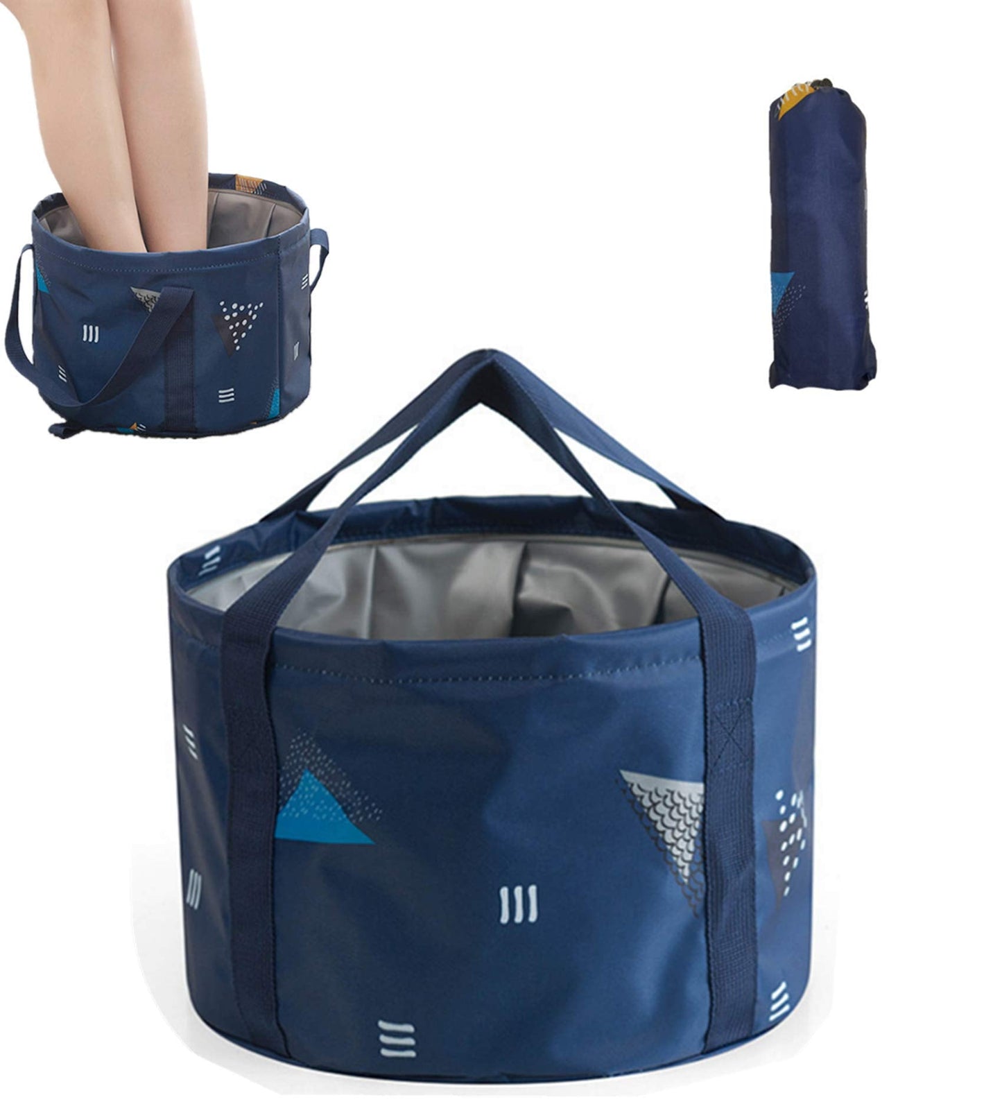 14L Collapsible Foot Soaking Bath Basin Bag with Handles for Kids, Portable Pedicure Feet Spa Bucket Tub for Travel Camping