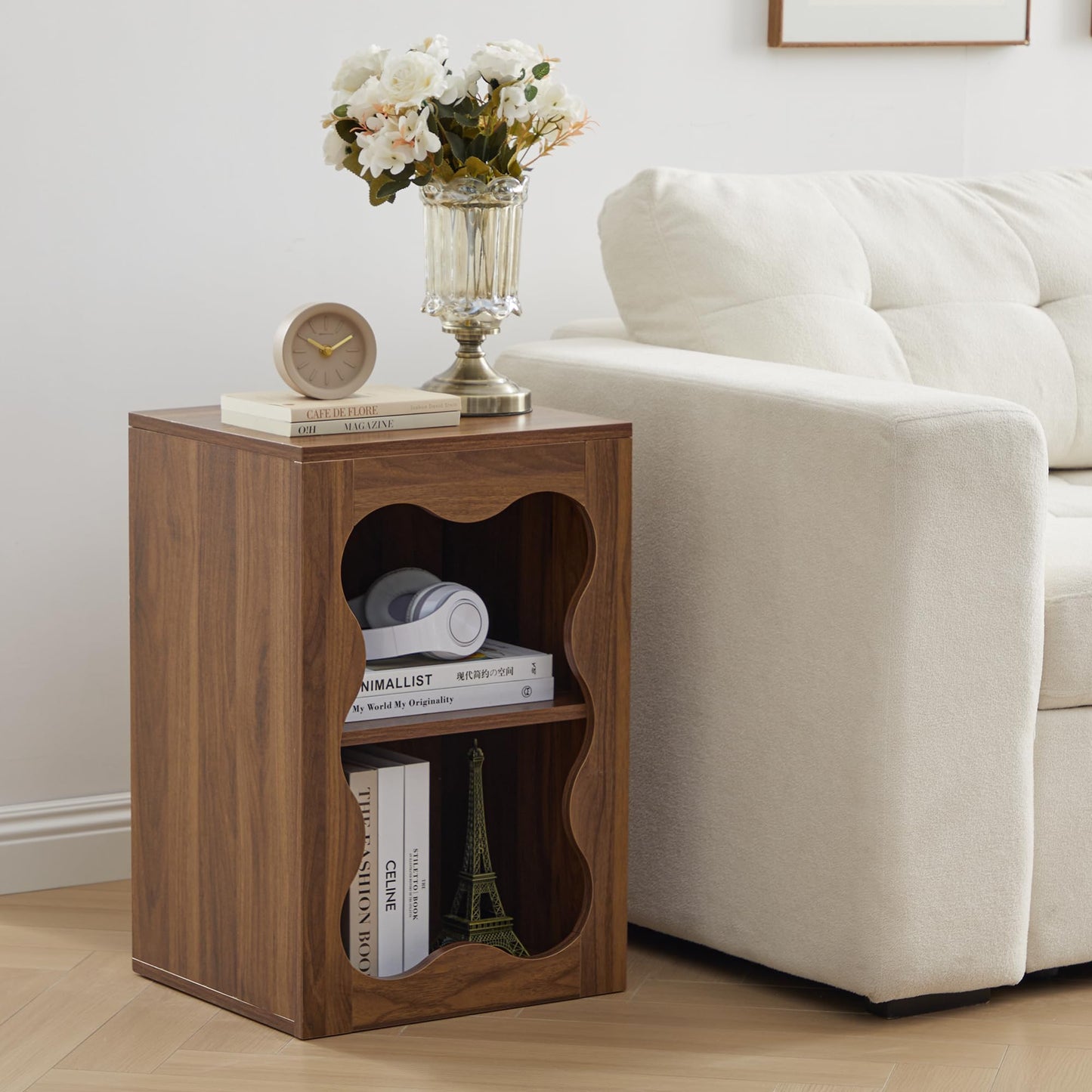 Night Stands for Bedrooms Set of 2, Bedside Table Bedroom Nightstand with Open Shelf Storage, Modern Wood Night Side Bed Table for Bedroom, Living Room, Dorm, Home Office, Small Spaces