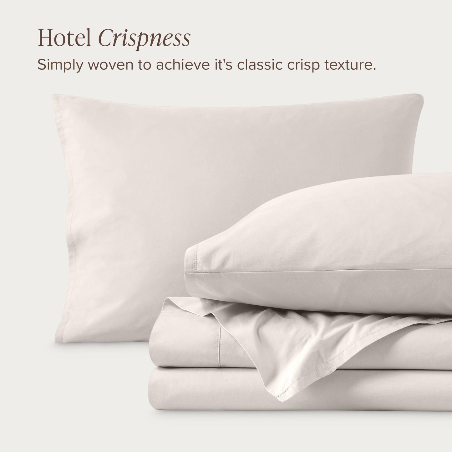 Bare Home 100% Organic Cotton Queen Sheet Set - Crisp Percale Weave - Lightweight & Breathable - Bedding Sheets & Pillowcases (Queen, French Beige)
