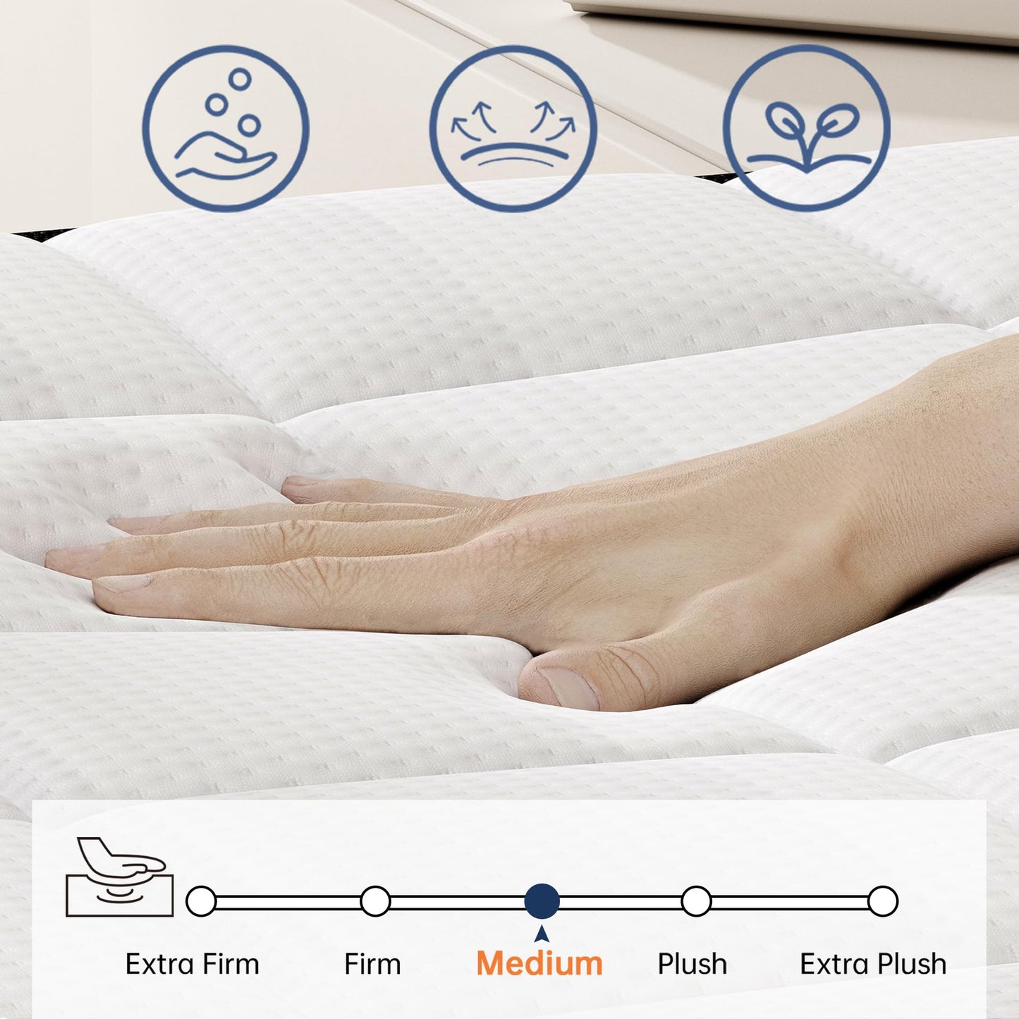 LETMOON King Mattress, 14 Inch Hybrid King Size Mattress in a Box, Medium Firm Memory Foam and Pocket Springs, Strong Edge Support, Pressure Relief