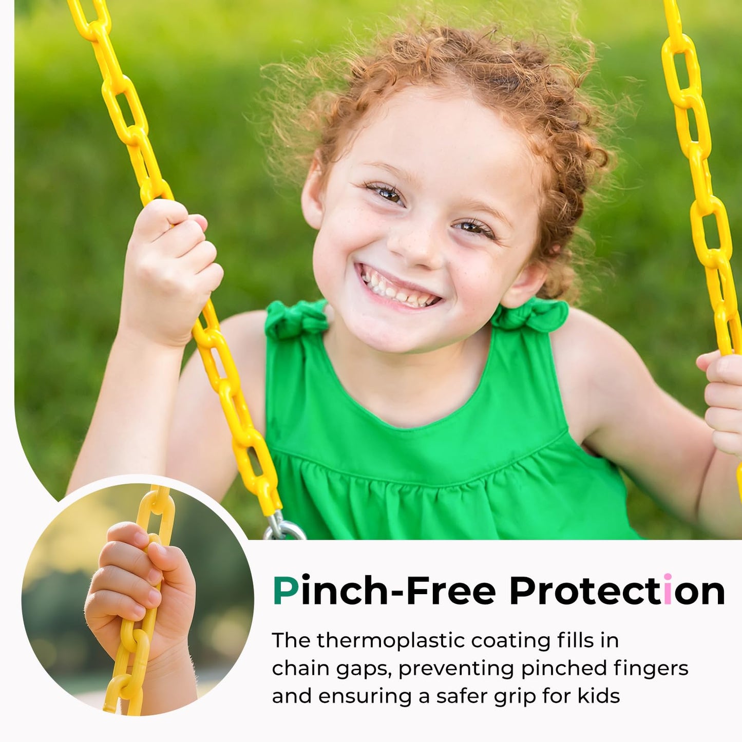 DECORLIFE Toddler Swing Seat, Outdoor Baby Swing with Coated Chains, Heavy Duty High Back Full Bucket Swing Chair with Ant-Loosening Carabiners, Fully Assembled Swingset Accessories for Backyard, Blue