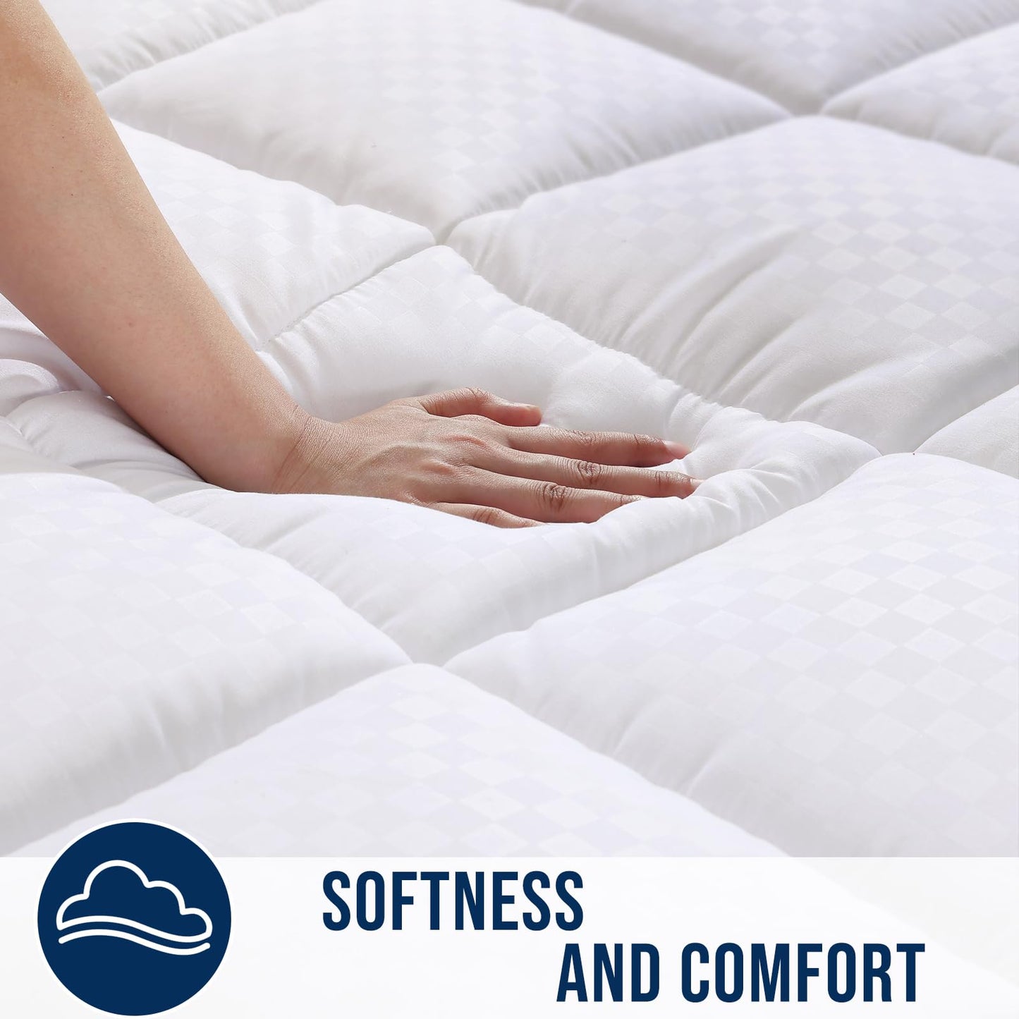 OLANLY Queen Quilted Fitted Mattress Pad, Elastic Fitted Mattress Topper, Cooling Soft Mattress Cover Stretches up to 21 Inches Deep, Machine Washable Mattress Protector (60x80 inch, White)