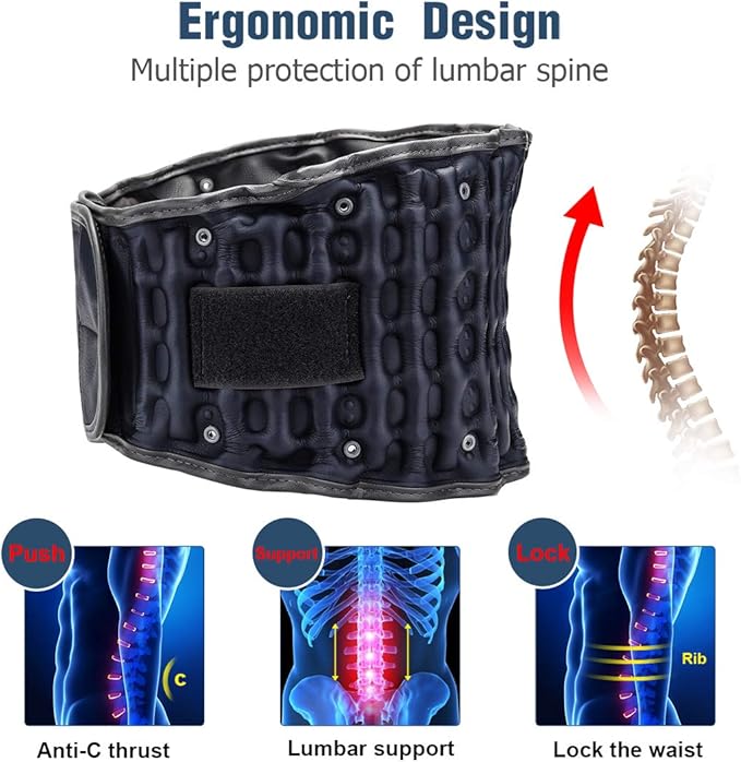 Decompression Back Belt for Lower Back Pain Relief, HONGJING Spinal Air Traction Device for Man & Women, One Size Fits 29-49 Waist