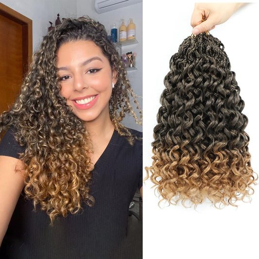 Pre looped Gogo Curl Crochet Hair 10 Inch 8 Packs Pre twisted Short Curly Crochet Hair for Black Women Ocean Wave Crochet Water Wave Deep Wave Braiding Hair (10 inch,1B/27)