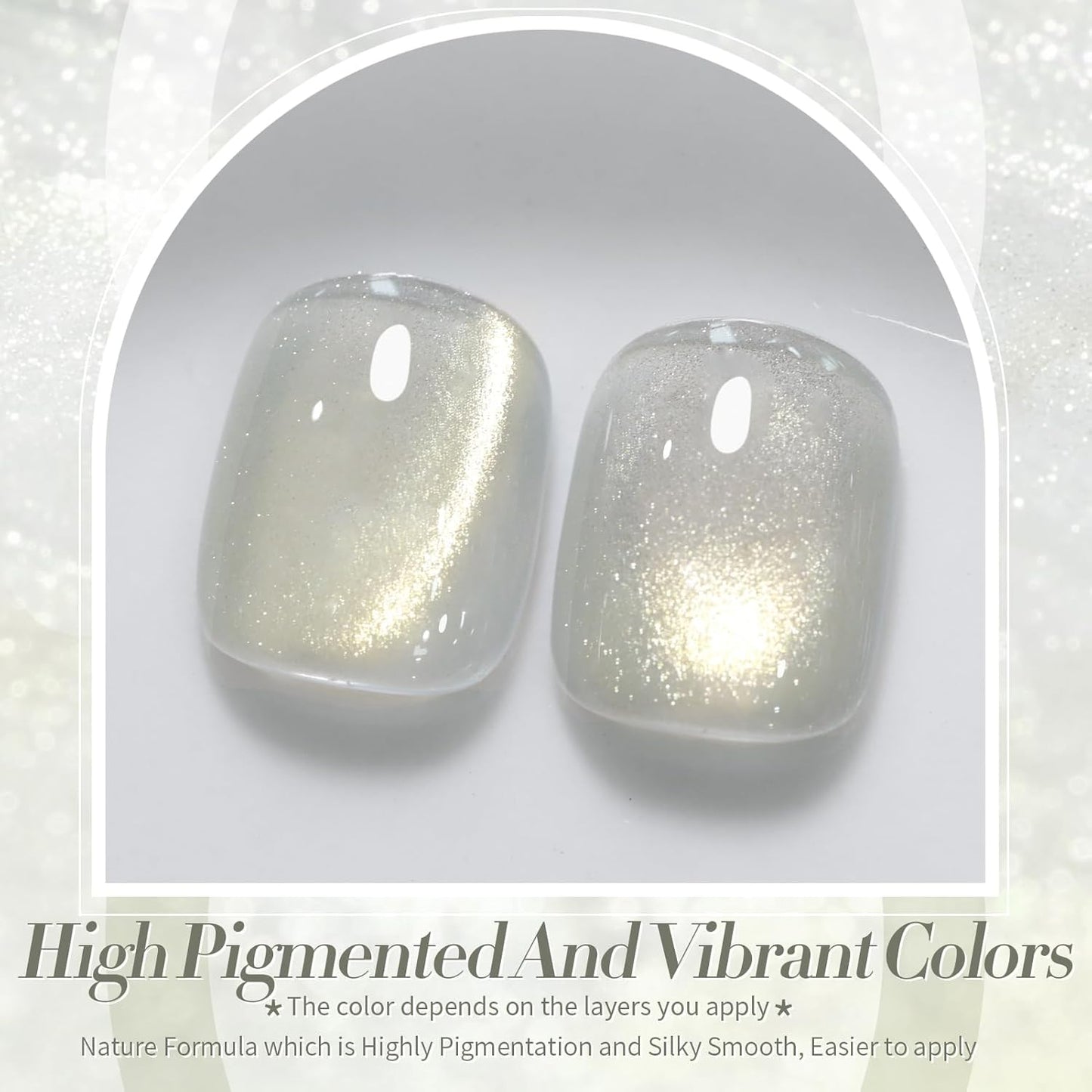 BORN PRETTY Gold Cat Magnetic Eye Gel Nail Polish Holographic Glitter Gel Polish Glass Magnetic Gel Nail Polish 15ML