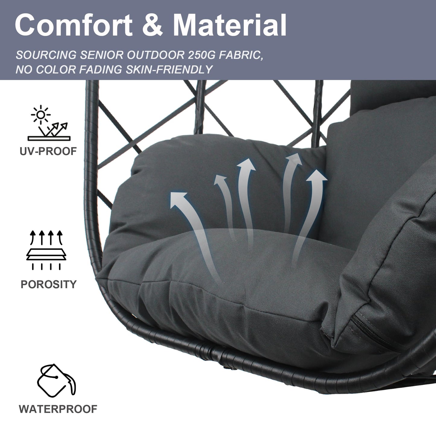 Hanging Egg Chair with Stand Patio Wicker Rattan Swing Chair Hammock Egg Chair for Indoor & Outdoor 400lbs Capacity with Thickened Cushion for Bedroom Balcony Garden