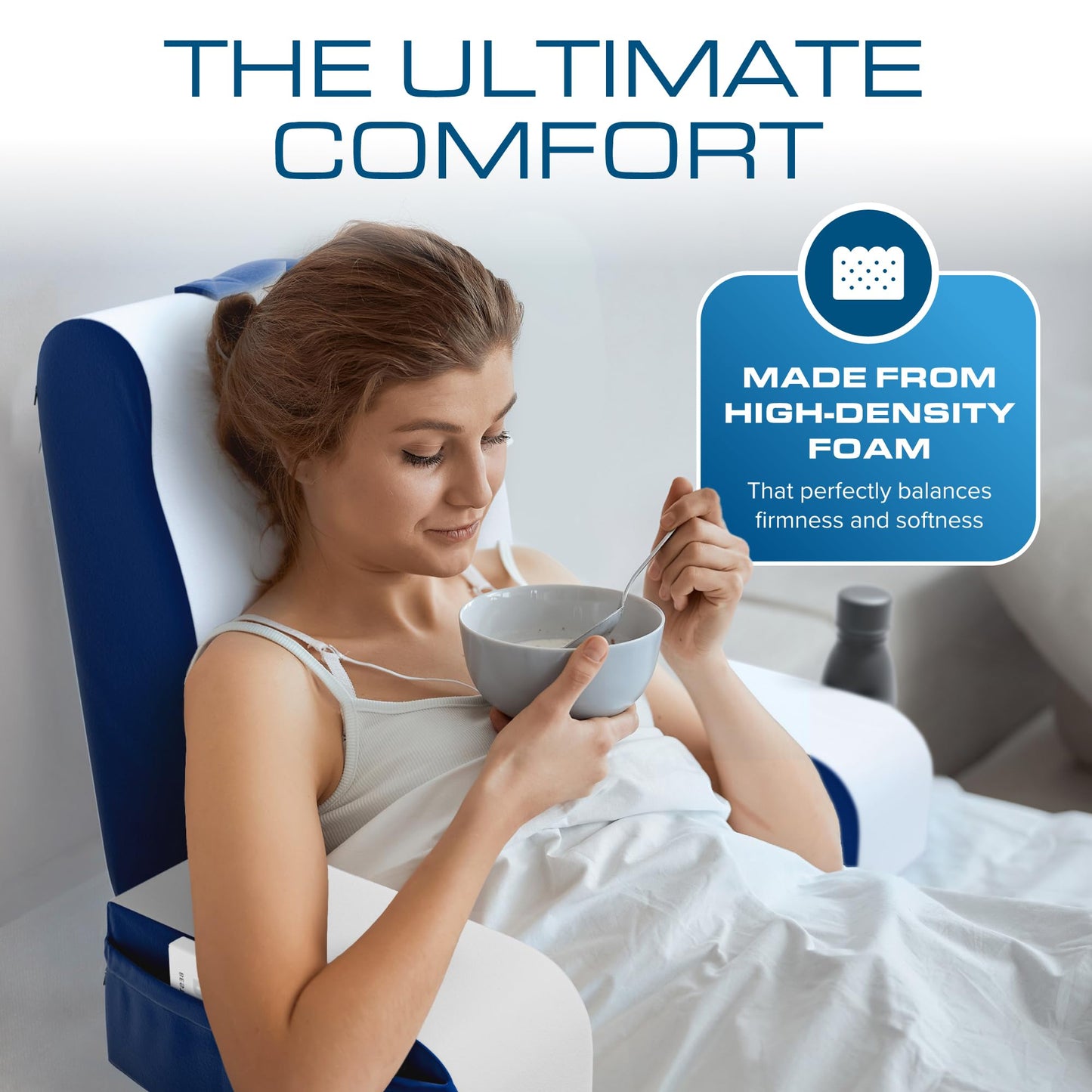 Kӧlbs Wedge Reading Cushion, Back Pillow for Bed Sitting Up, Cushion with Arms for TV Book Gaming Dorm Rooms, Backrest