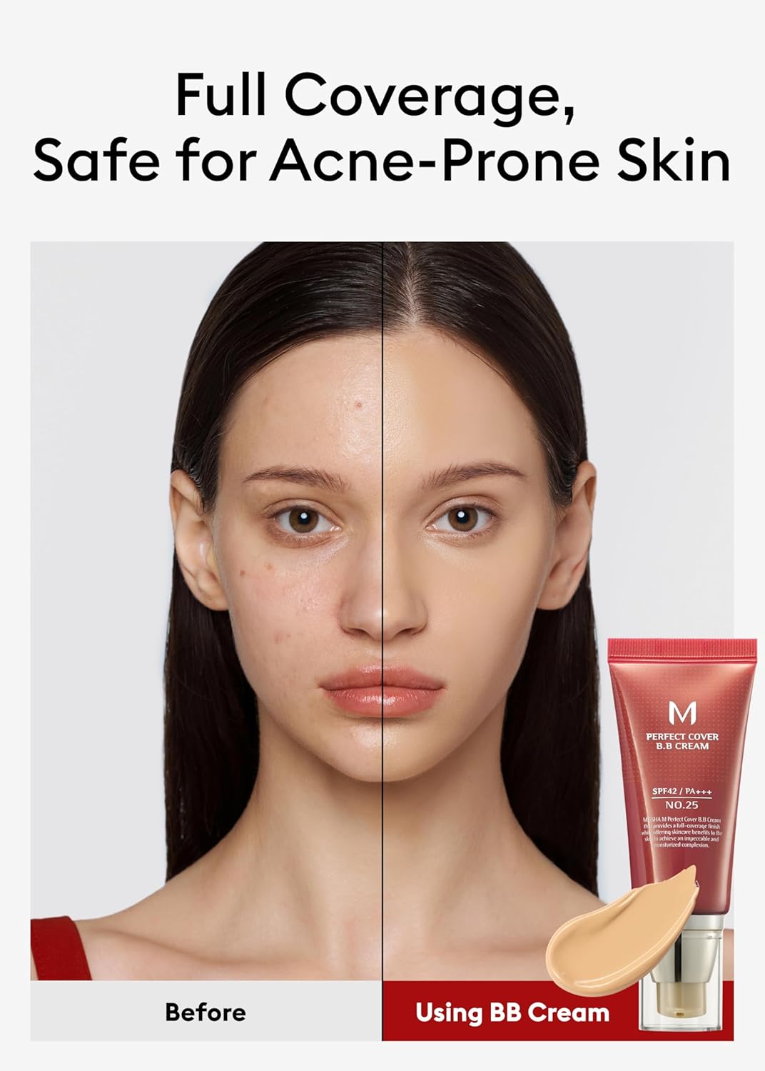 MISSHA M Perfect BB Cream No.25 Warm beige for light/medium with neutral skin tone SPF 42 PA +++ 1.69 Fl Oz - Tinted Moisturizer for face with SPF