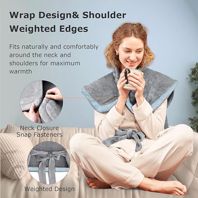 ALLJOY Heating Pad for Back Pain Relief, 24"x37" King Size Large Weighted Heating Pads for Neck and Shoulders, Electric Full Back Heat Pad, Mothers Day Gifts for Mom, Birthday Gifts for Women Men Dad