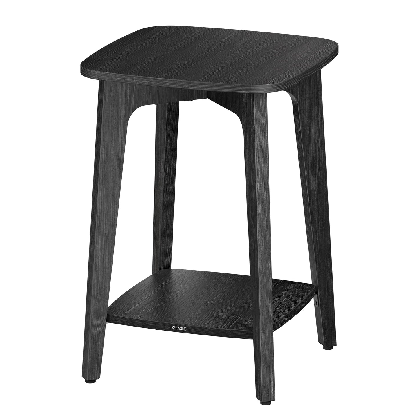 VASAGLE Side Table, Small Square End Table with Lower Shelf, Nightstand for Small Spaces, Living Room, Bedroom, Charcoal Gray ULET236B01