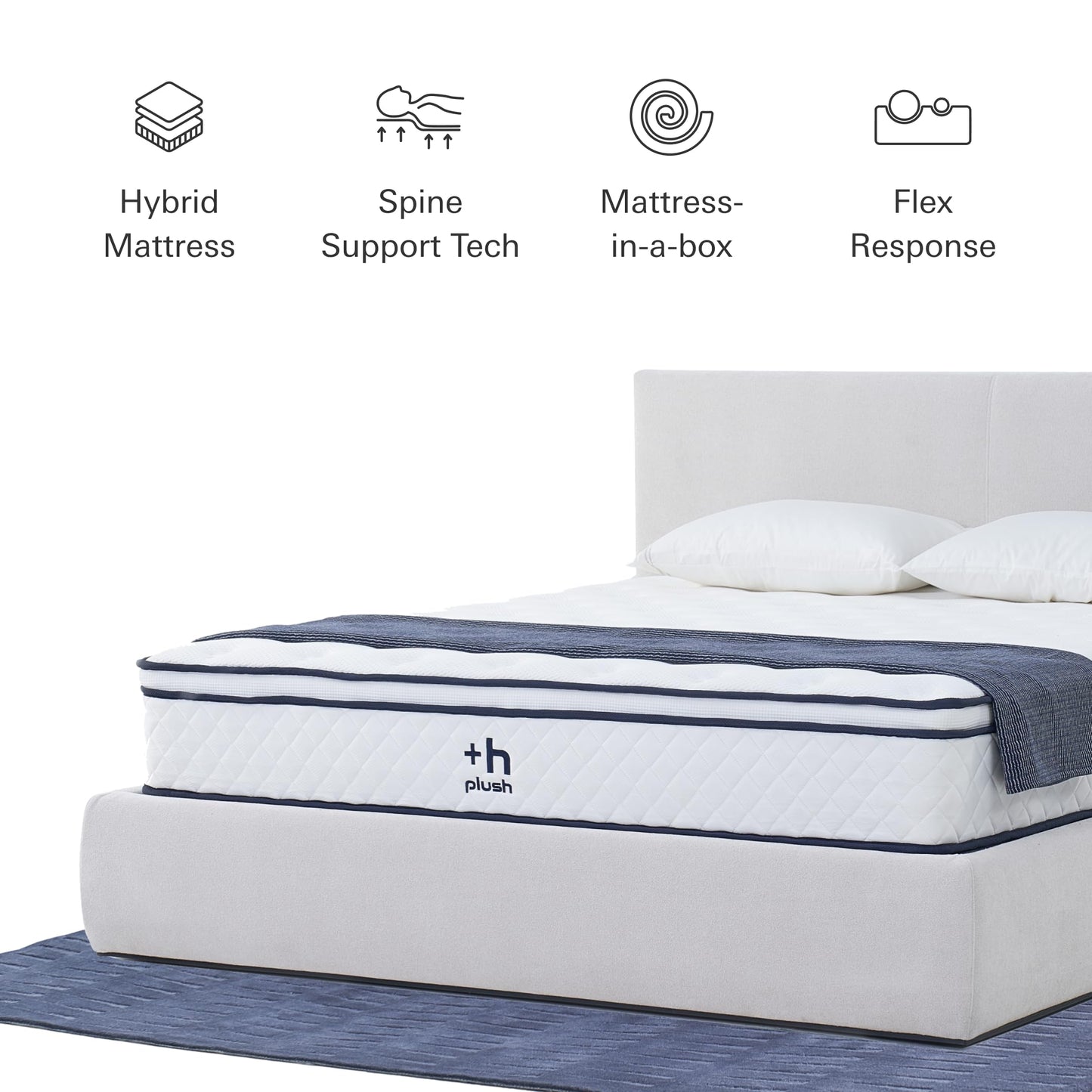Plush Dream Queen Mattress 12 Inch Hybrid Pocketed Springs - Mattress in a Box with Memory Foam, Soft Plush Feel, Motion Isolation, Multi-Zone Spinal Support