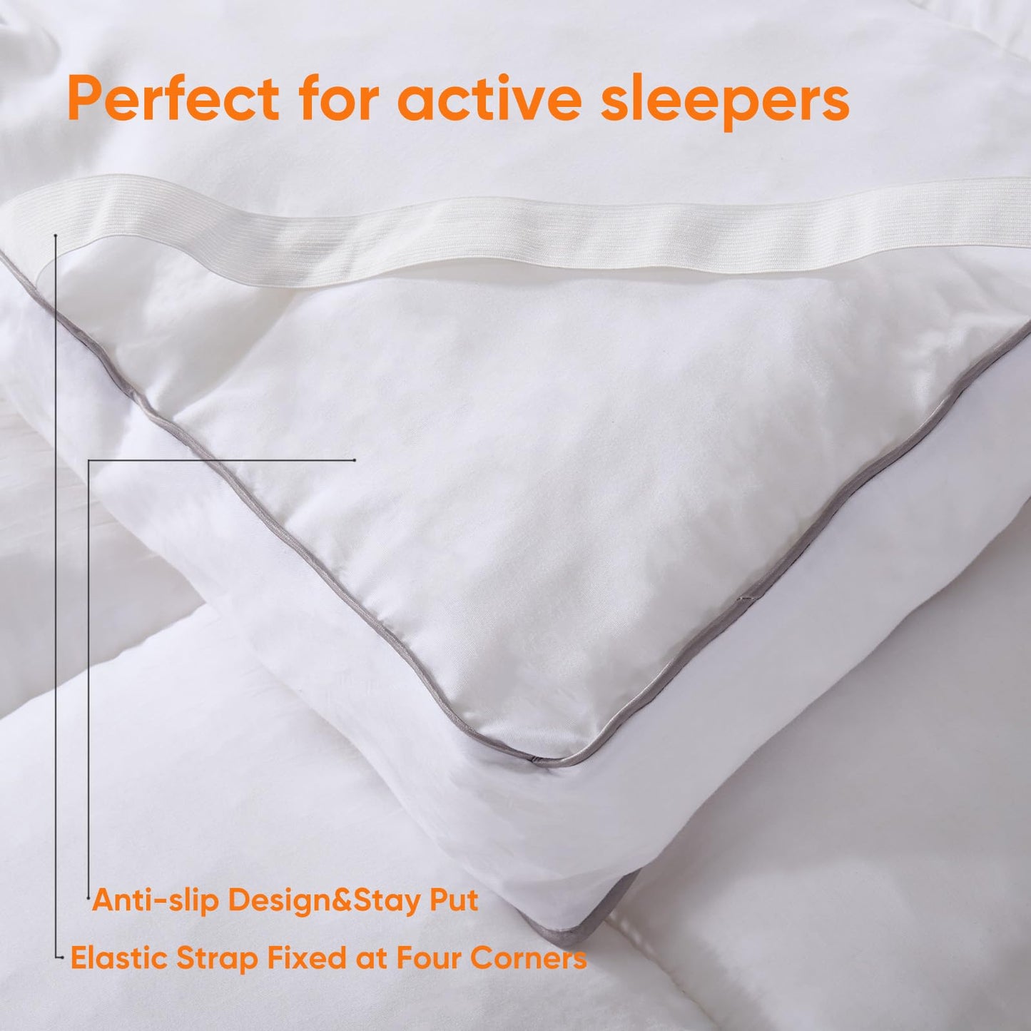 Memory Foam Queen Mattress Topper, Bed Topper with 3 Inch Extra Thick Shredded Foam, 100% Cotton Mattress Pad Cover, Breathable & Skin-Friendly Queen Size Mattress Topper with Anchor Straps