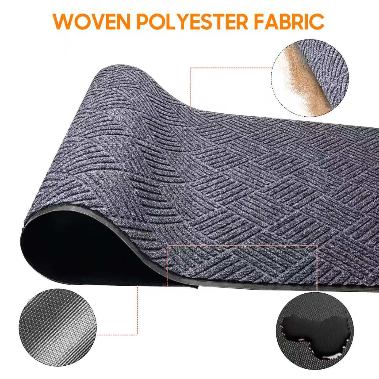 Commercial-Grade Entrance Mat Heavy Duty Dirt Trapper Doormat with Rubber Border Low Profile Commercial Entryway Rugs for Entryway Indoor Outdoor,(Grey-3' x 5')