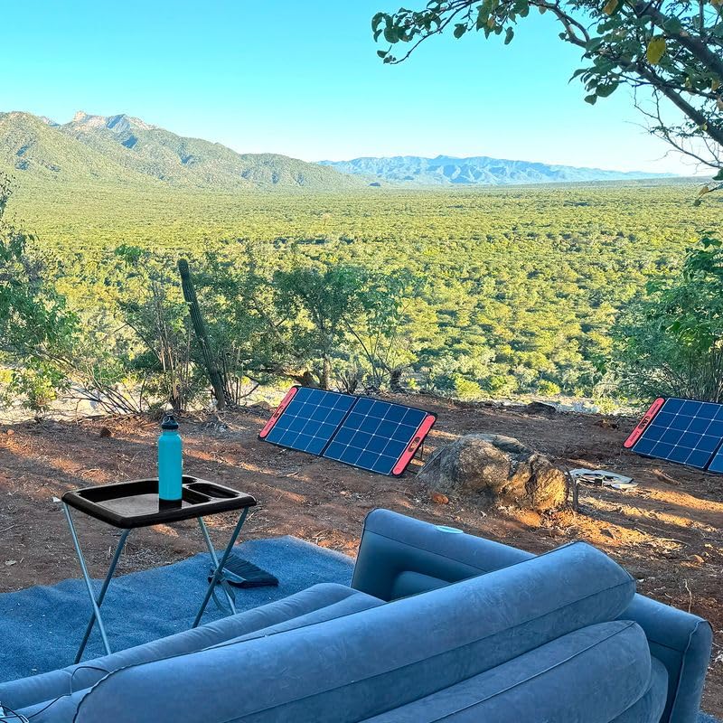 Brink House Folding TV Tray Table (Set of 2), Black, 17 x 22 x 26 inches, Portable Indoor-Outdoor Glamping Trays with Space for TV Dinners, Laptop, Utensils, and Drinks