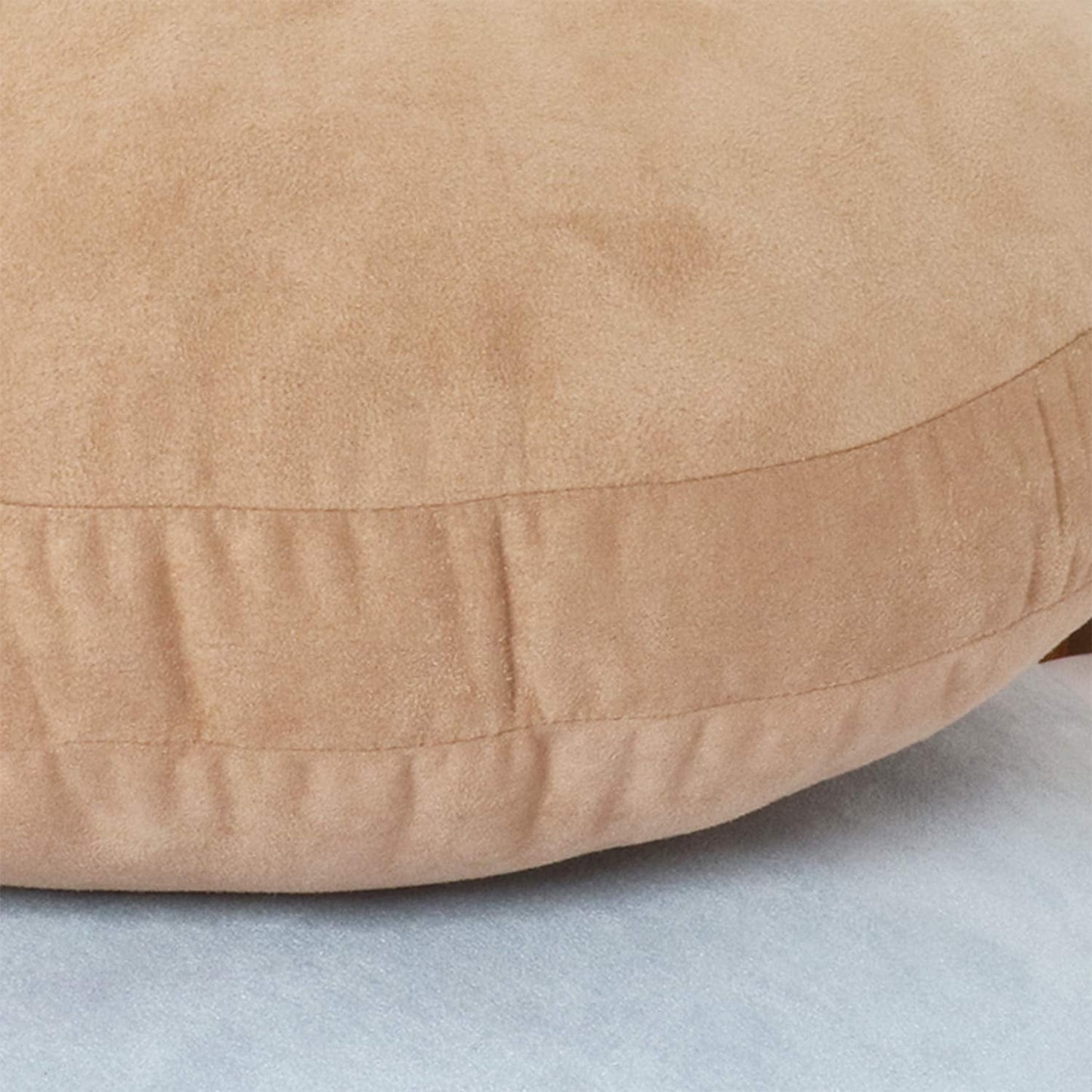 Hodeco Round Throw Pillows Down-Like Polyester Filling Super Soft Ultra Fluffy Feather-Like Touching Decorative Circle Floor Cushion for Couch Bed Sofa Office Car, 1 Piece (16x16 Inches, Khaki)