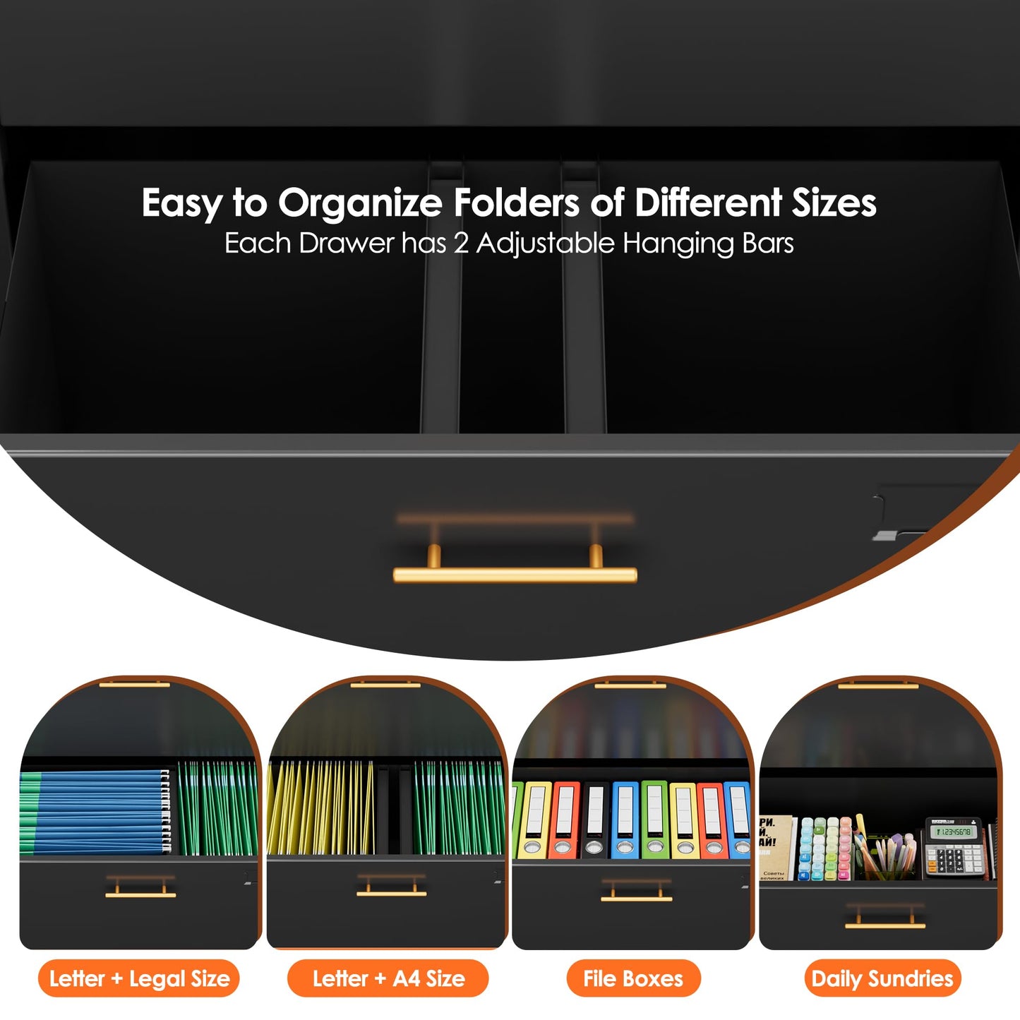 Aobabo Metal 2 Drawers Lateral File Storage Cabinet and Unit Adjustable Shelf Organizer, 2 Door Storage Office Steel Files Cabinet with Wheels, Legal/Letter A4 Size, Assembly Required, Black