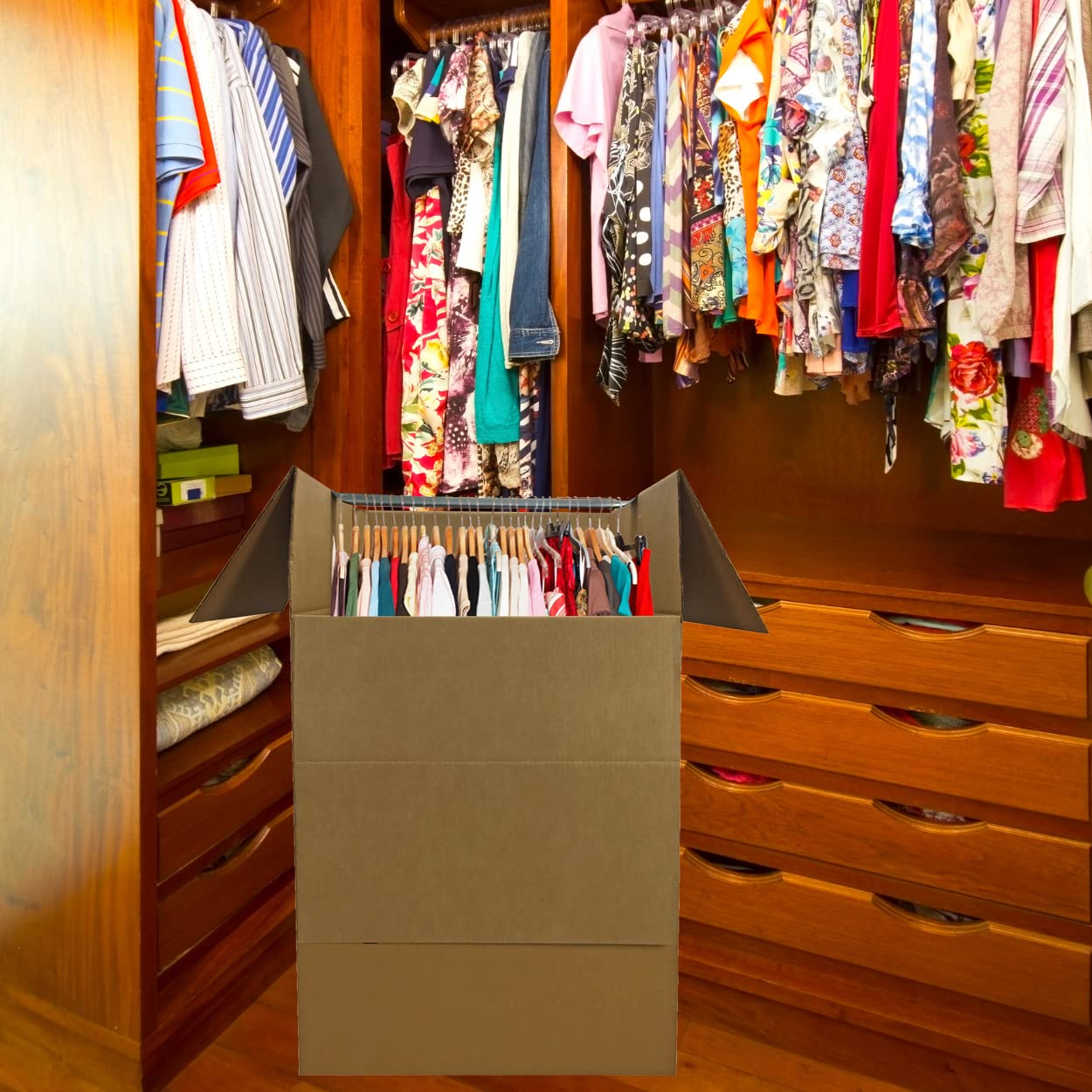 UBOXES Space Savers Wardrobe Moving Boxes With Hanger 20" x 20" x 34" (3 Pack)