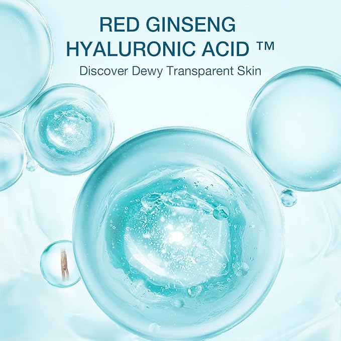 Donginbi Hydra Bounce Skin Care Set - Hydrating Toner(5.07 floz), Korean Red Ginseng Essence(4.4 floz), Firming Cream, and Face Moisturizer with Hyaluronic Acid, Korean Skin Care Gifts for Women