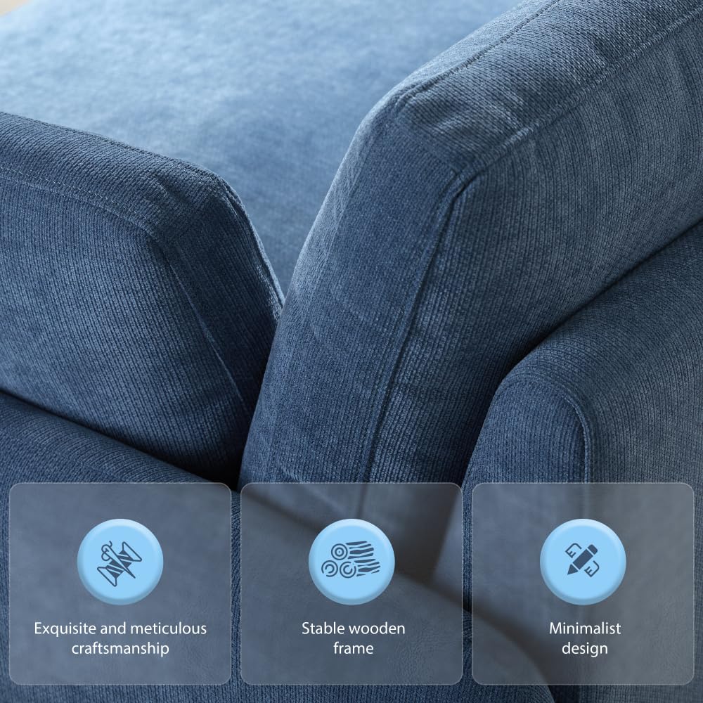 SweetSnuggle Oversized Chenille Single Sofa Chair, Modern Upholstered Comfy Armchair, Blocking Couch Lounge with Pillows for Living Room,Apartment,Bedroom