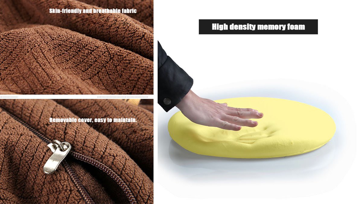 Sigmat Memory Foam Seat Cushion Anti-slip Soft Round Stool Cushion Chair Pad 16 Inch Grey