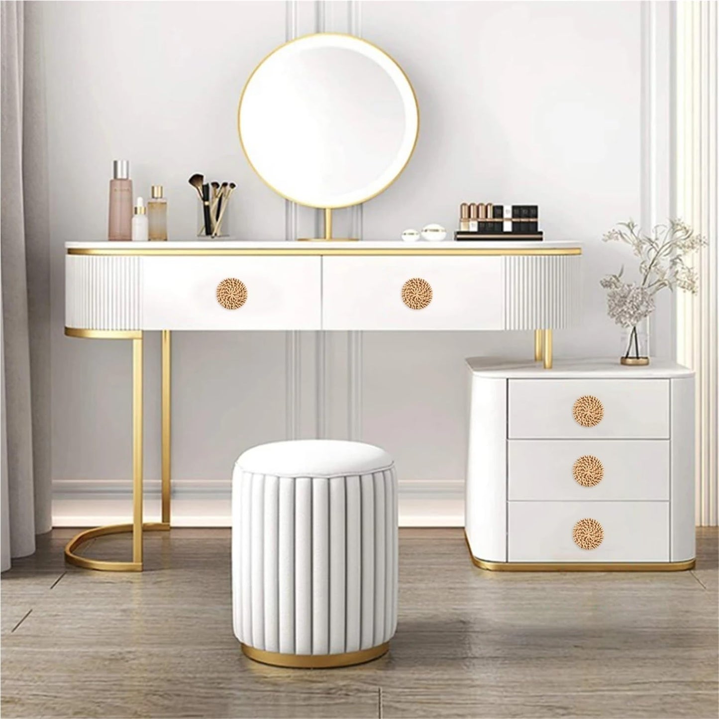 Rattan Knobs 22Pcs Vintage Rattan Handles - Furniture Cabinet/Dresser/Drawer Knobs for Cabinet
