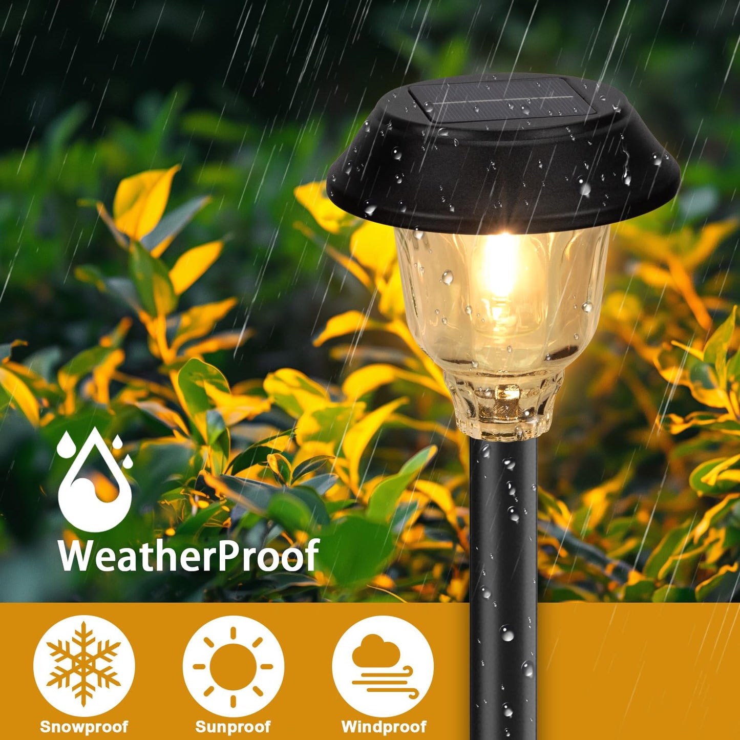 DOESLAG Solar Lights Outdoor Waterproof, 6 Pack Metal Glass Solar Pathway Lights Outdoor, Bright LED Outdoor Solar Lights for Yard Garden Path Walkway