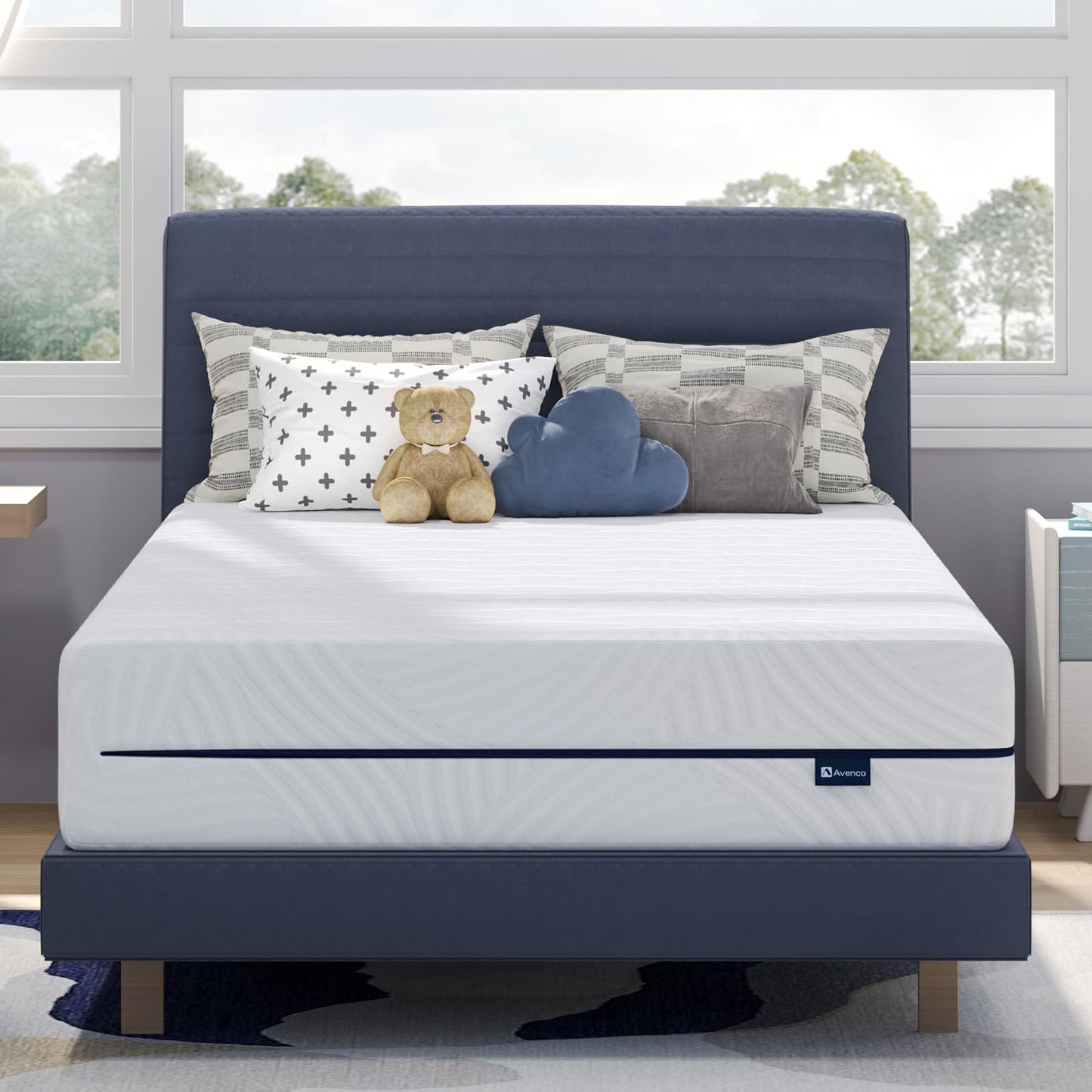 Avenco Queen Size Gel Memory Foam Mattress, 8 Inch, Medium Firm, Blue, CertiPUR-US Certified