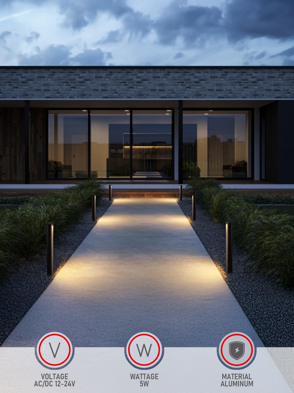 LEONLITE Low Voltage Landscape Lights 5CCT, 5W Anti-Glare LED Pathway Lights, Die-Casted Aluminum Housing, IP65 Waterproof for Outdoor Path Sidewalk Walkway, 1800K-5000K, ETL, Pack of 6